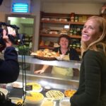 Darley filming at Cartmel's Village Shop for sticky toffee pudding