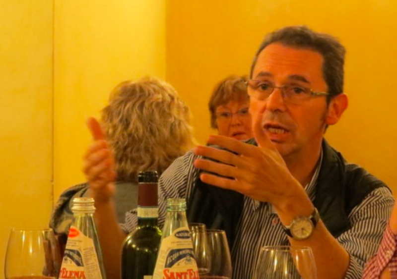 Our host Andreas Contucci, the Count of Montepulciano, discusses his wines over dinner