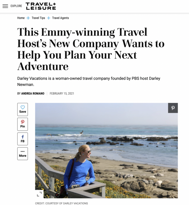 Travel+Leisure Features Darley Vacations in Feb, 2021