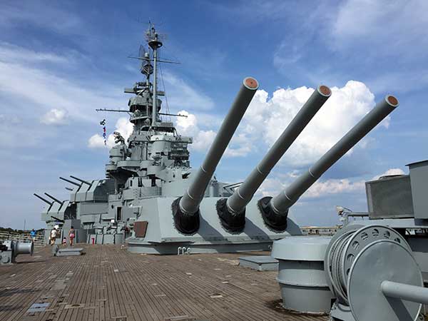 On the deck of the USS Alabama while filming for Travels with Darley.
