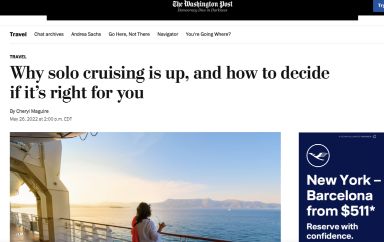 Solo Cruising in The Washington Post