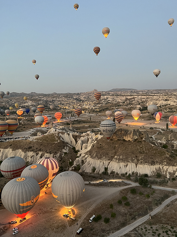 The view from my hot air balloon at dawn in Istanbul