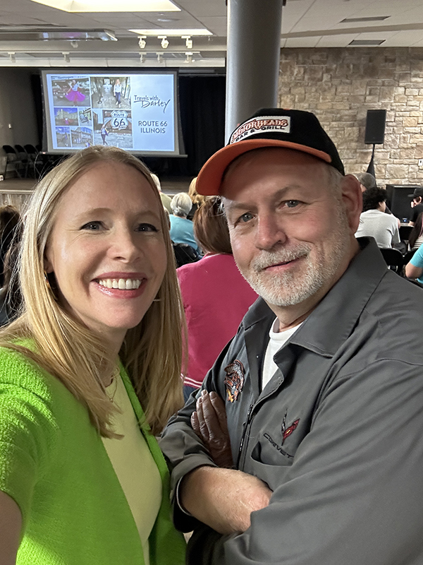 Ron Metzger of Route 66 Motorheads Bar, Grill, and Museum outside Springfield, Illinois is also featured in "Travels with Darley: Route 66 Illinois" and attended the screening.