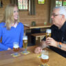 Darley Newman and Chris Bauweraerts tasting La Chouffe and Houblon Chouffe beers at Brasserie d'Achouffe in Belgium