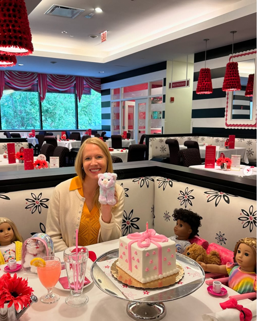 Darley Newman enjoys afternoon tea at American Girl Place in Chicago.