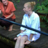 Darley Newman undergoes a unique fish pedicure experience at Tendacayou Ecolodge & Spa in the Guadeloupe Islands.